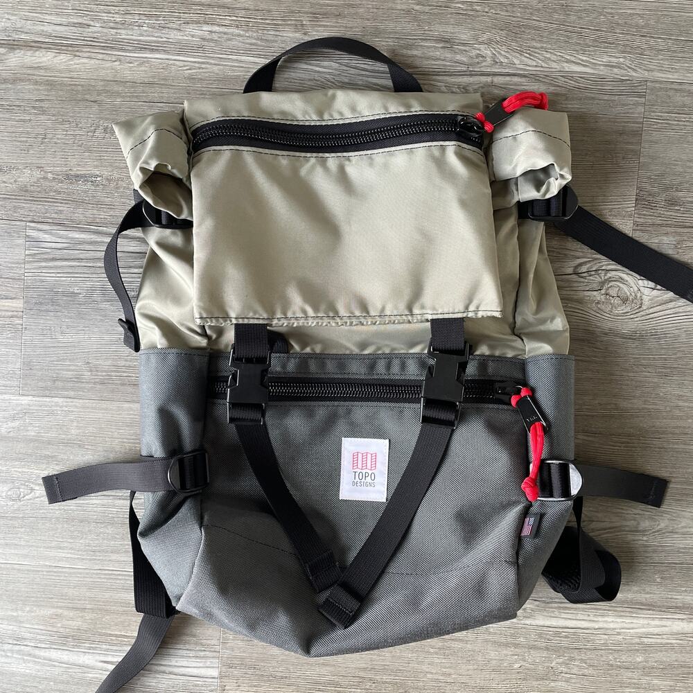 Topo Designs Backpack in Gray and Tan
